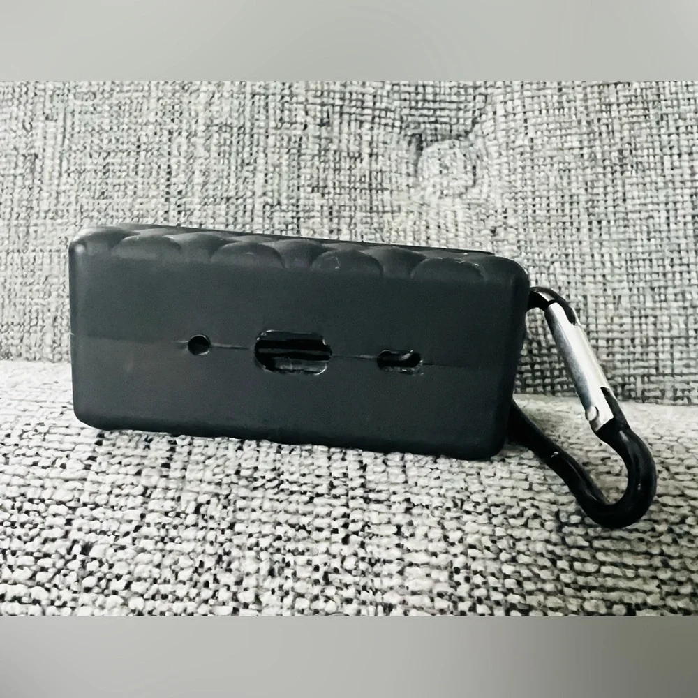 Black CC Mini AirPod Case with Clip - Picture 7 of 7